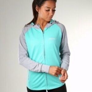 Gymshark Hoodie Jacket Green Gray Full Zip